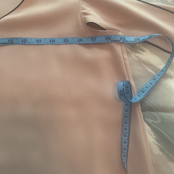 Zara pink dress with black trim sleeveless with scarf like sleeves V neck.M poly - Picture 7 of 11